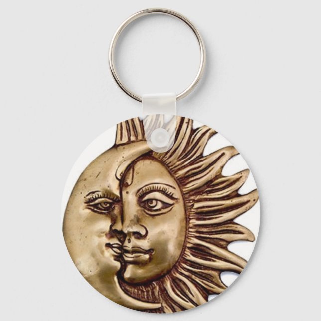 UTFORMNING AV sol OCH MÅNE CHARM Nyckelring (Framsida)
