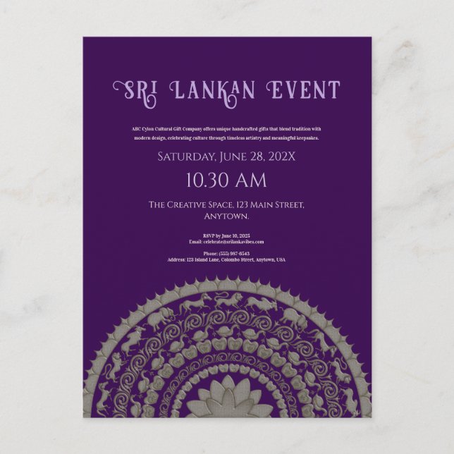 Utformning av Sri Lankas inbjudan (Framsida)