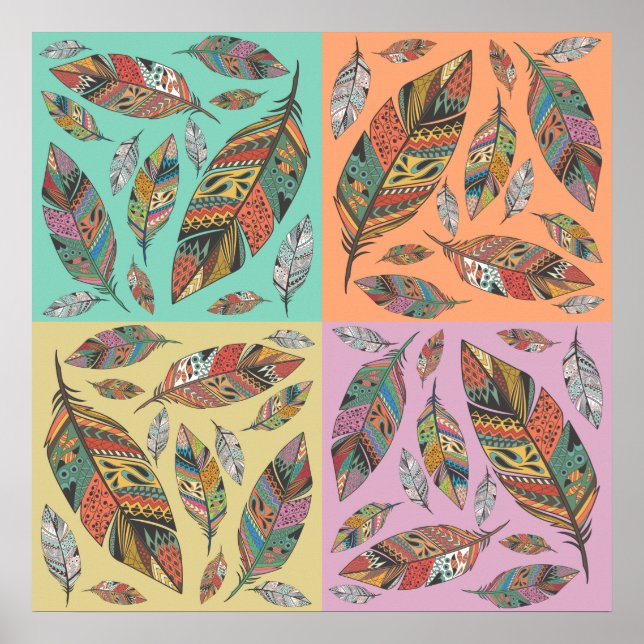 Utformning av stamblommor på fyra Färg-torg Poster (Framsidan)