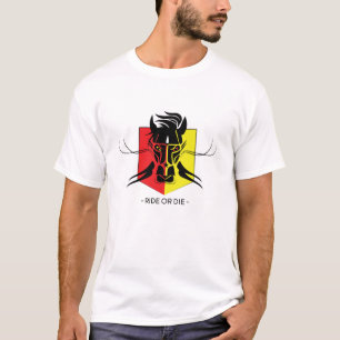 Utformning av stamhästen Ansikte i rött och Gult T Shirt