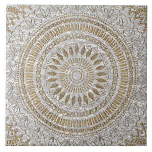 Utformning av stammandala från elegant hand plock kakelplatta