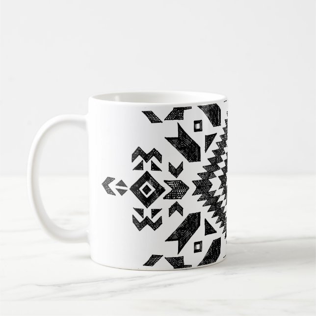 Utformning av stammen: Svartvit handritad Kaffemugg (Vänster)