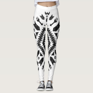 Utformning av stammen: Svartvit handritad Leggings