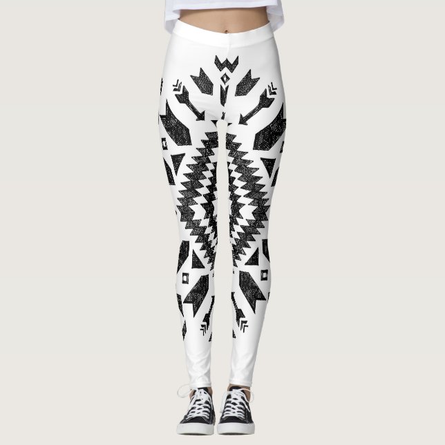 Utformning av stammen: Svartvit handritad Leggings (Framsida)