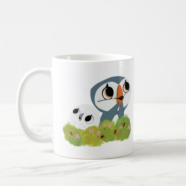 Utformning av sten-ungar med kute-puffin kaffemugg (Vänster)