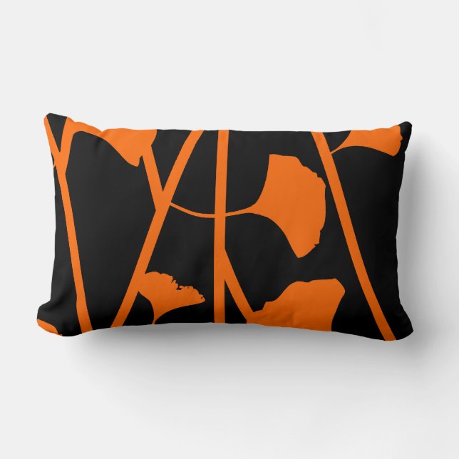 Utformning av svart Blommigt med ditt val av accen Lumbarkudde (Framsida)