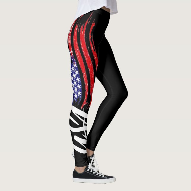 Utformning av svart coola USA flagga mönster Leggings (Höger)