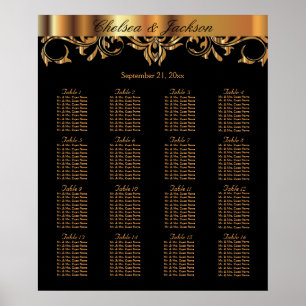 Utformning av svart och Guld Inslag - 16 sätesdiag Poster