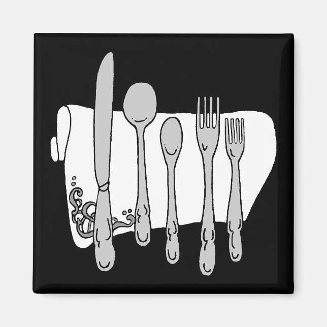 Utformning av svart och vitt siverware magnet (Framsidan)