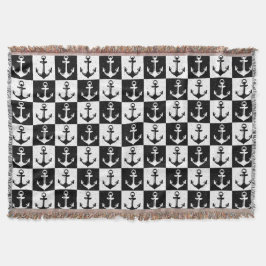 Utformning av svart vit kontrollankare Mönster Filt