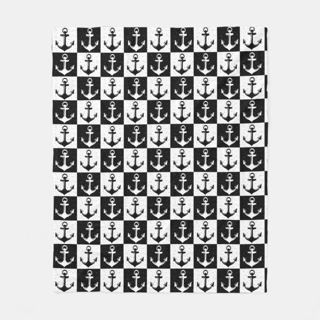 Utformning av svart vit kontrollankare Mönster Fleecefilt (Framsidan)