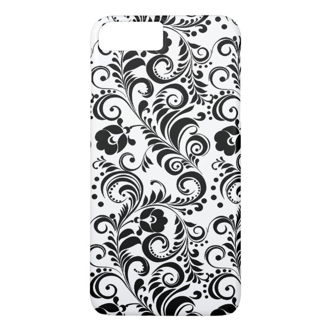 Utformning av svartvit blommigt Case-Mate iPhone skal (Baksida)