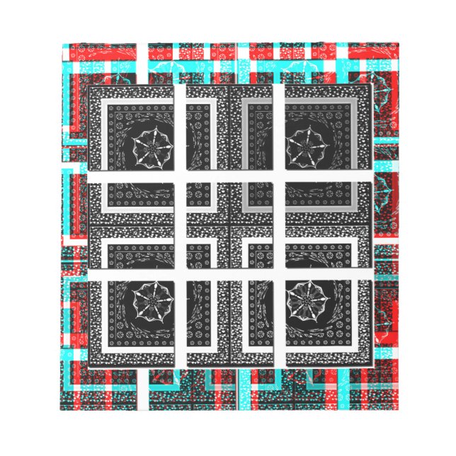Utformning av svartvit och röd chic-grafik anteckningsblock (Framsida)