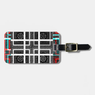 Utformning av svartvit och röd chic-grafik bagagebricka
