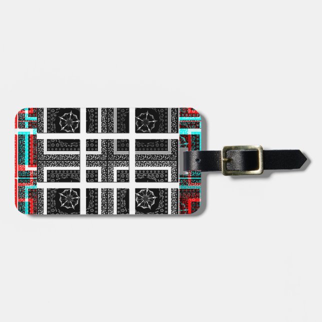 Utformning av svartvit och röd chic-grafik bagagebricka (Horisontell Framsida)