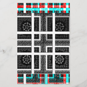 Utformning av svartvit och röd chic-grafik brevpapper