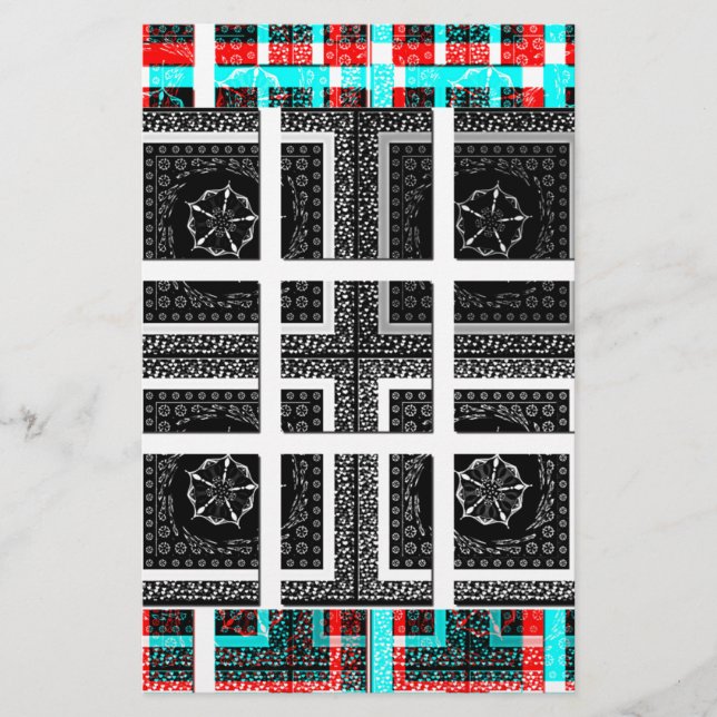 Utformning av svartvit och röd chic-grafik brevpapper (Framsida)