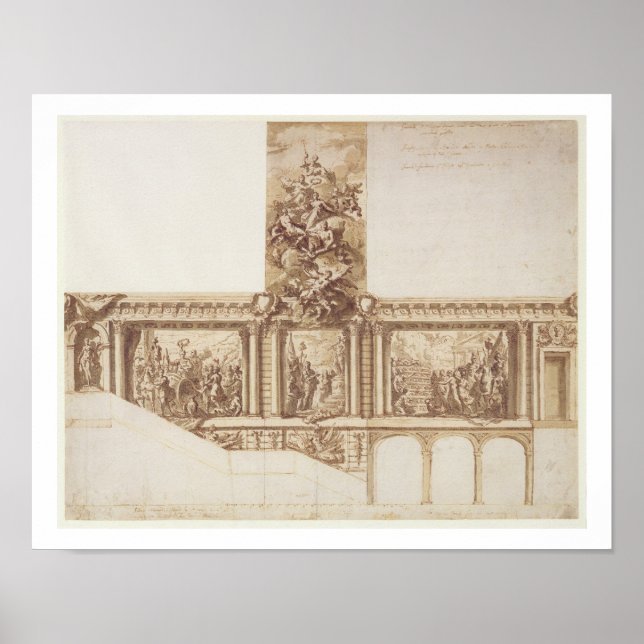 Utformning av takväggar och trapphus (penna, brunt poster (Framsidan)