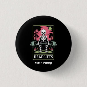 Utformning av Tarot Card Deadlifts Funny Skeleton- Knapp