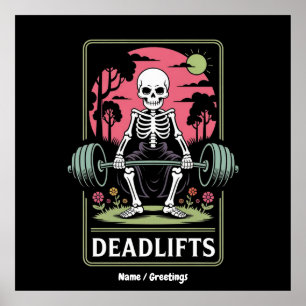 Utformning av Tarot Card Deadlifts Funny Skeleton- Poster