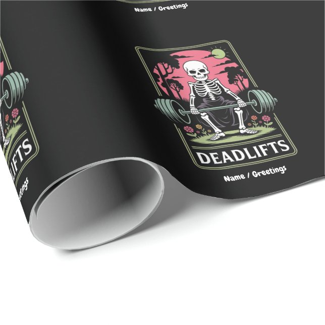 Utformning av Tarot Card Deadlifts Funny Skeleton- Presentpapper (Rullad Hörn)