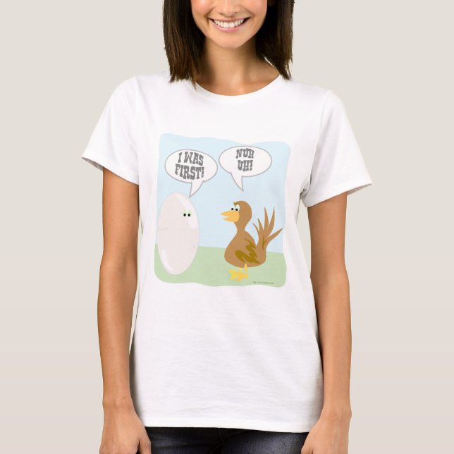 Utformning av Tecknaden hos kyckling Vs Egg Funny  Tee Shirt (Framsida)