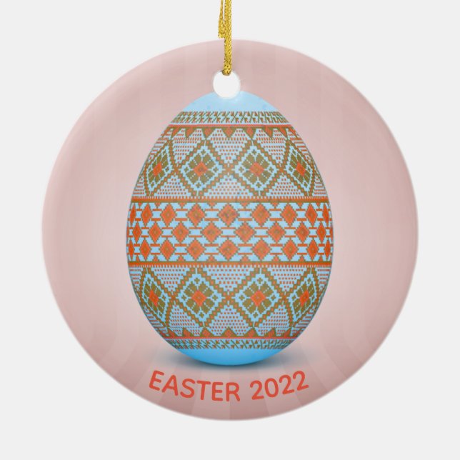 Utformning av ukrainskt Påskägg (Pysanka) Julgransprydnad Keramik (Baksidan)