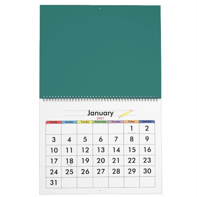 Utformning av vintagen Hand plockade abstrakt Kalender (Jan 2027)