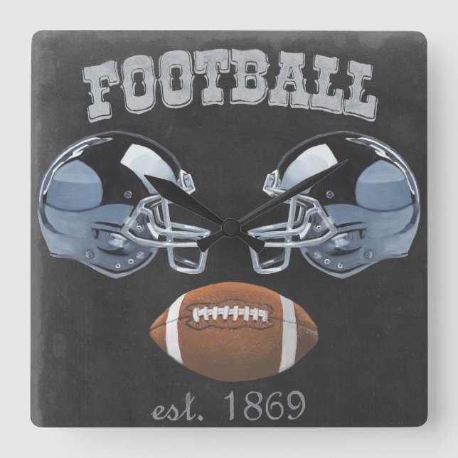 Utformning av vintagens fotbolls-kalkboard fyrkantig klocka (Framsida)