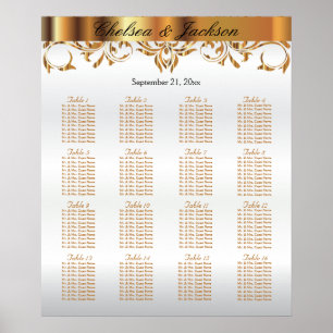 Utformning av vit och Guld Inslag - 16 sittplatsdi Poster