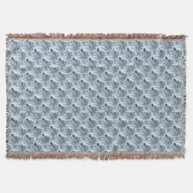 Utformning av vita Vargar Thline Blanket Filt (Framsidan)