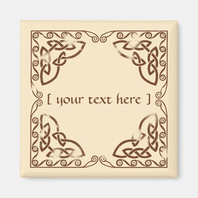 Utformning av Weasted Brown Celtic Knot Tribal Grä Magnet (Framsidan)
