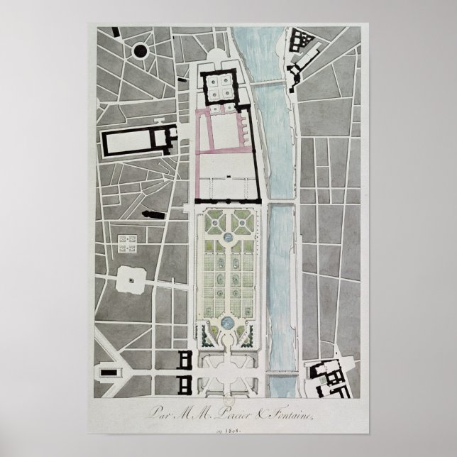 Utformning för att gå med tuilerierna till Louvre Poster (Framsidan)