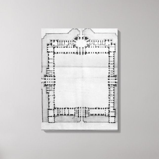 Utformning för östran byggnad i Louvre Canvastryck (Framsida)