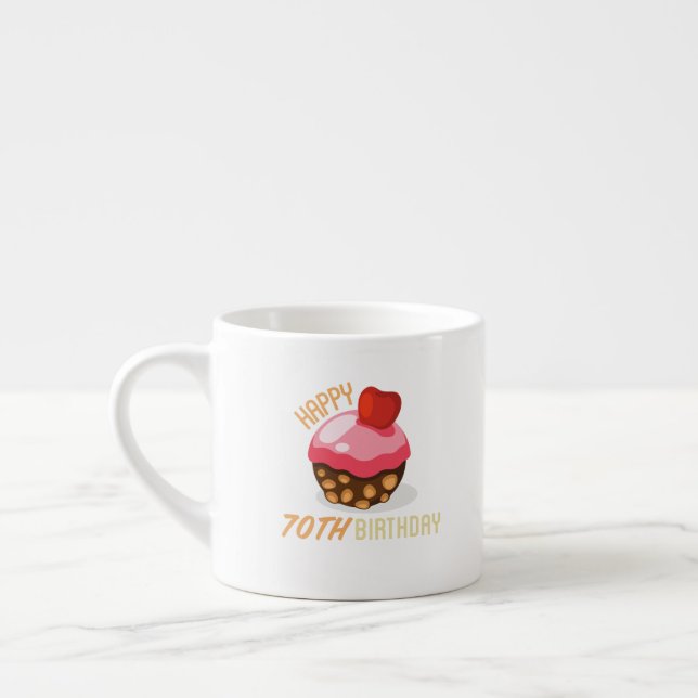 Utformning med chokladkaka på 70 år espressomugg (Vänster)