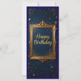 Utformning med gyllene ram på ett marint blått fär