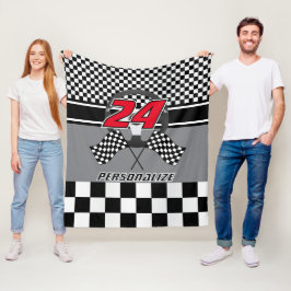 Utformning 🏎 Tävla, svart och vitt Fleecefilt