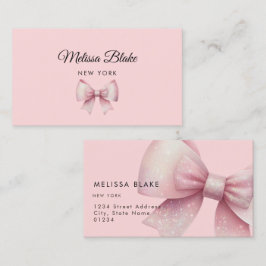 utformningen av faux glitter rosa båge visitkort