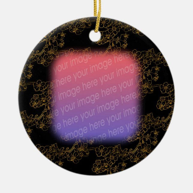 Utformningen av Photo Elegant Guld Blommigt-utsmyc Julgransprydnad Keramik (Framsidan)