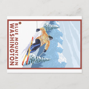 Utförsåkare i snö - Blue Mountain, Washington Vykort