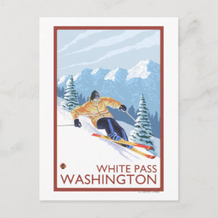 Utförsåkare i snö - White Pass, Washington Vykort