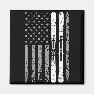Utförsåkning skidelag 4 juli usa amerikansk flagga magnet