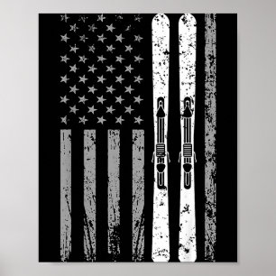 Utförsåkning skidlag 4 juli usa amerikansk flagga poster
