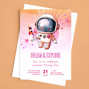 Utforska 4e födelsedagen i Cute Outerspace Inbjudningar