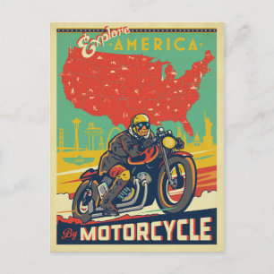 Utforska Amerika efter motorcykel Vykort