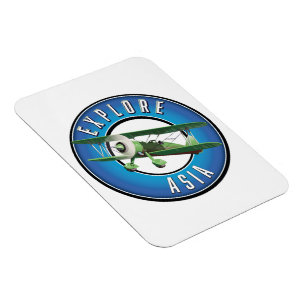 Utforska Asiens vintage stil logotyp Magnet