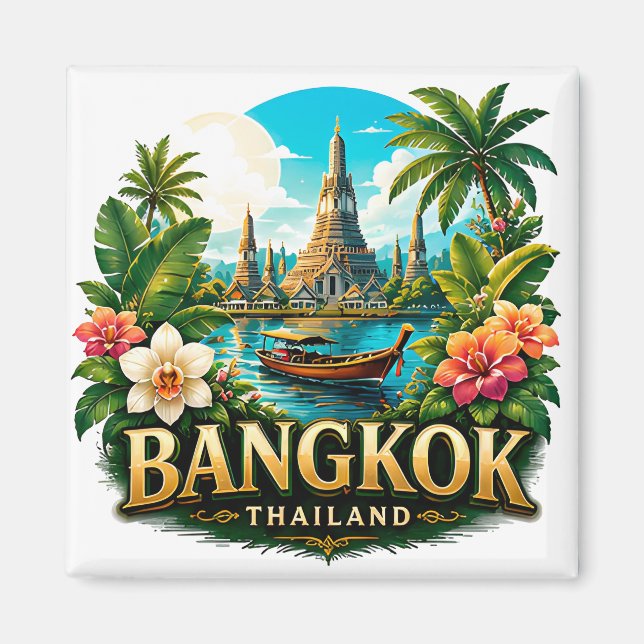 Utforska Bangkok Thailand Äventyrsresor Magnet (Framsidan)