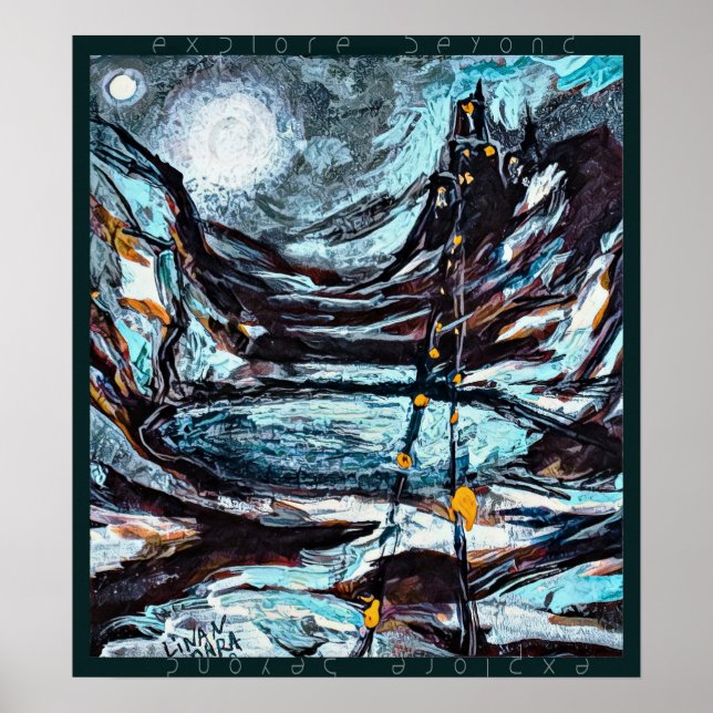 Utforska bortom en fantasi med ett slott poster (Framsidan)