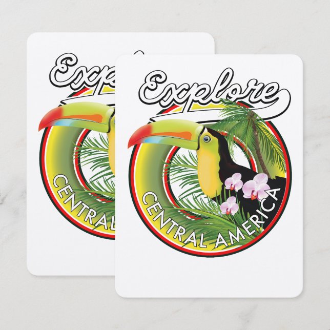 Utforska Centralamerika logotyp. (Fram/baksida)