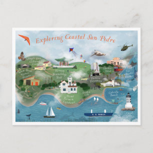 Utforska Coastal San Pedro Illustration Photo Pos Vykort
